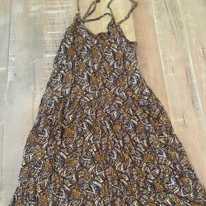 American Eagle Outfitters Brown & Mustard Paisley Maxi Dress